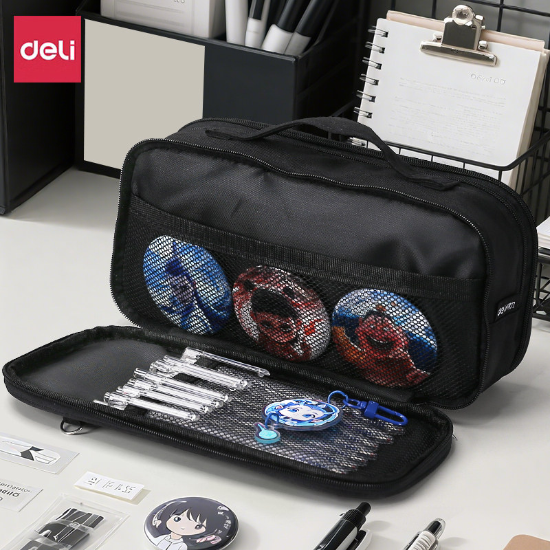 得力文具盒男孩2026新款痛包笔袋二次元痛层可放吧唧小卡文具袋大容量多层笔袋男高颜值简约中小学生女孩,文具电教/文化用品/商务用品,文具盒,淘宝优惠券,粉丝福利购,淘宝优惠卷