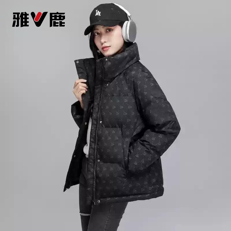 雅鹿立领羽绒服女短款冬2025新款