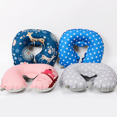 【3件7折】充气u型枕按压式旅行睡觉便携办公室午睡u形枕