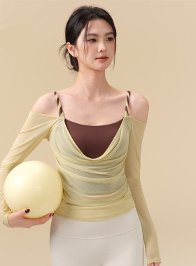 IUIU YOGO瑜伽服女网纱假两件运动衣一体式短袖普拉提训练健身服