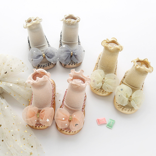 12春夏婴儿袜子鞋 女童公主宝宝室内学步鞋 柳成行幼儿地板袜0 袜