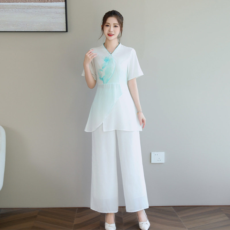 春夏新款足疗店工作服女装美容院足浴按摩spa养生会所套装