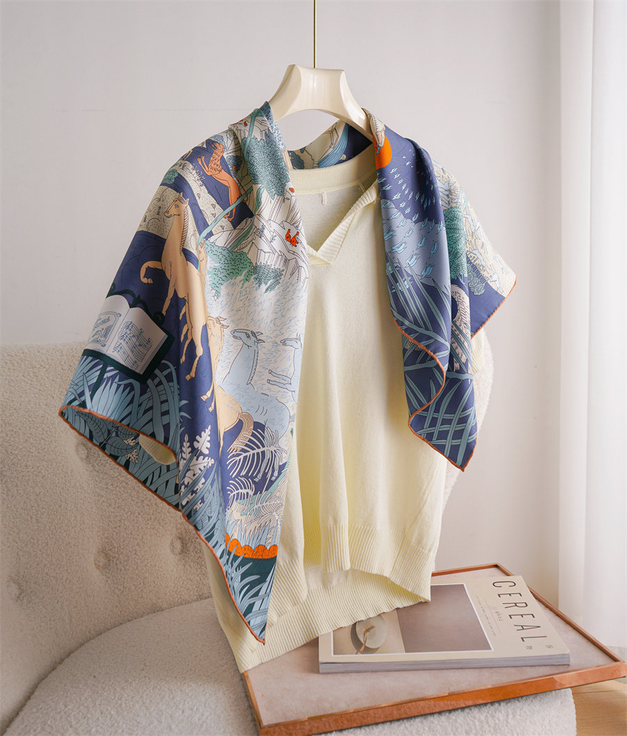 动物狂欢 双面斜纹真丝方巾100%桑蚕丝围巾大牌丝巾春夏披肩女