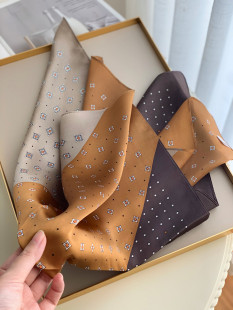 真丝丝巾中方巾百搭丝巾 时尚 复古拼色100%桑蚕丝围巾女春秋季 韩版