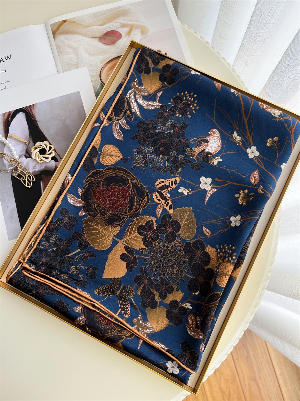 桑蚕丝围巾真丝大方巾丝巾中国风