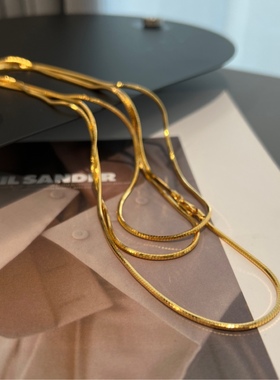 louve小众轻奢素金叠戴120长蛇骨链女925纯银立体八角多圈素链女