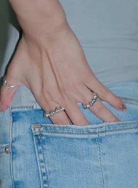 女925纯银设计感桃心爱心戒指