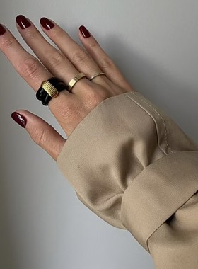 女珐琅冷淡风宽版戒指