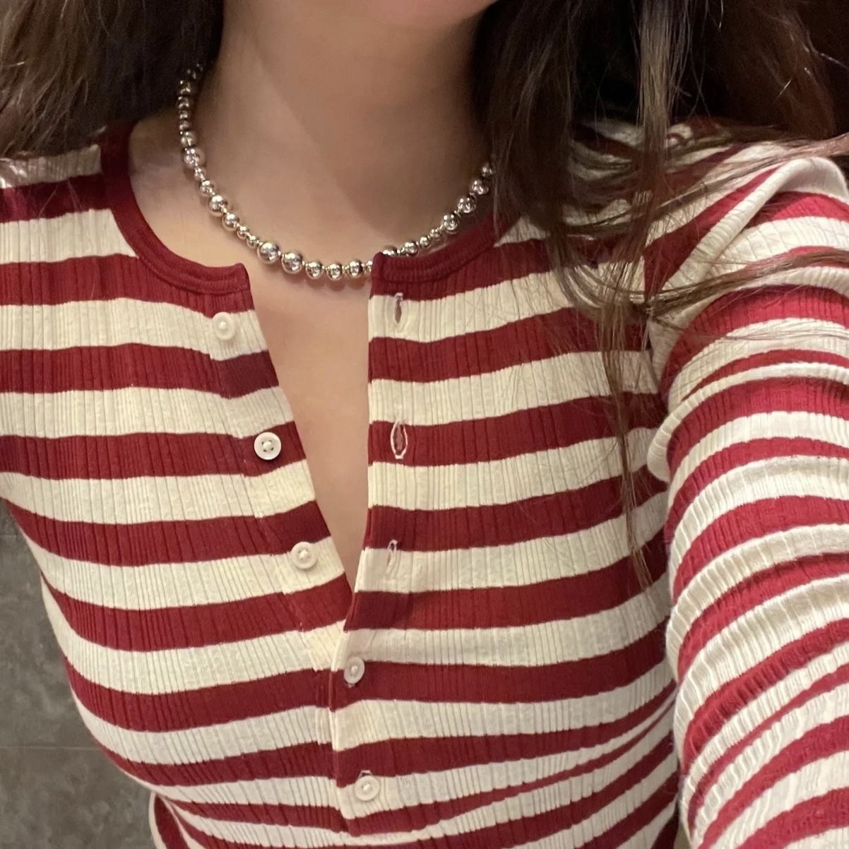 重工丹麦Lie小众设计师款大小球925银珠圆形串珠项链女春夏锁骨链
