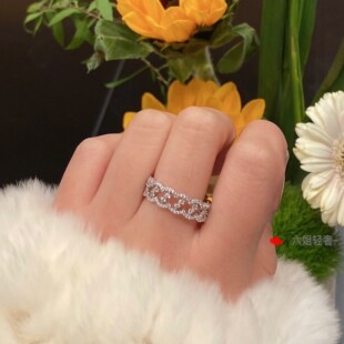 组合蕾丝皇冠排钻戒指日韩手工纯银镶钻设计感一圈钻叠戴护戒女