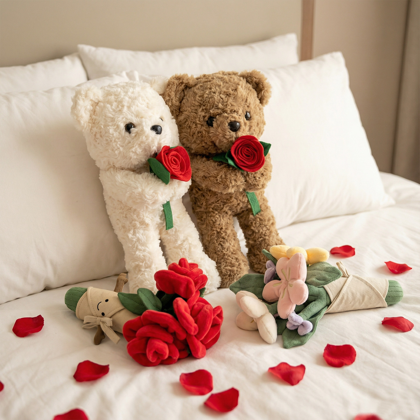 玫瑰花束趣味玩偶婚礼抱花熊公仔手捧花毛绒玩具情人节生日礼物女