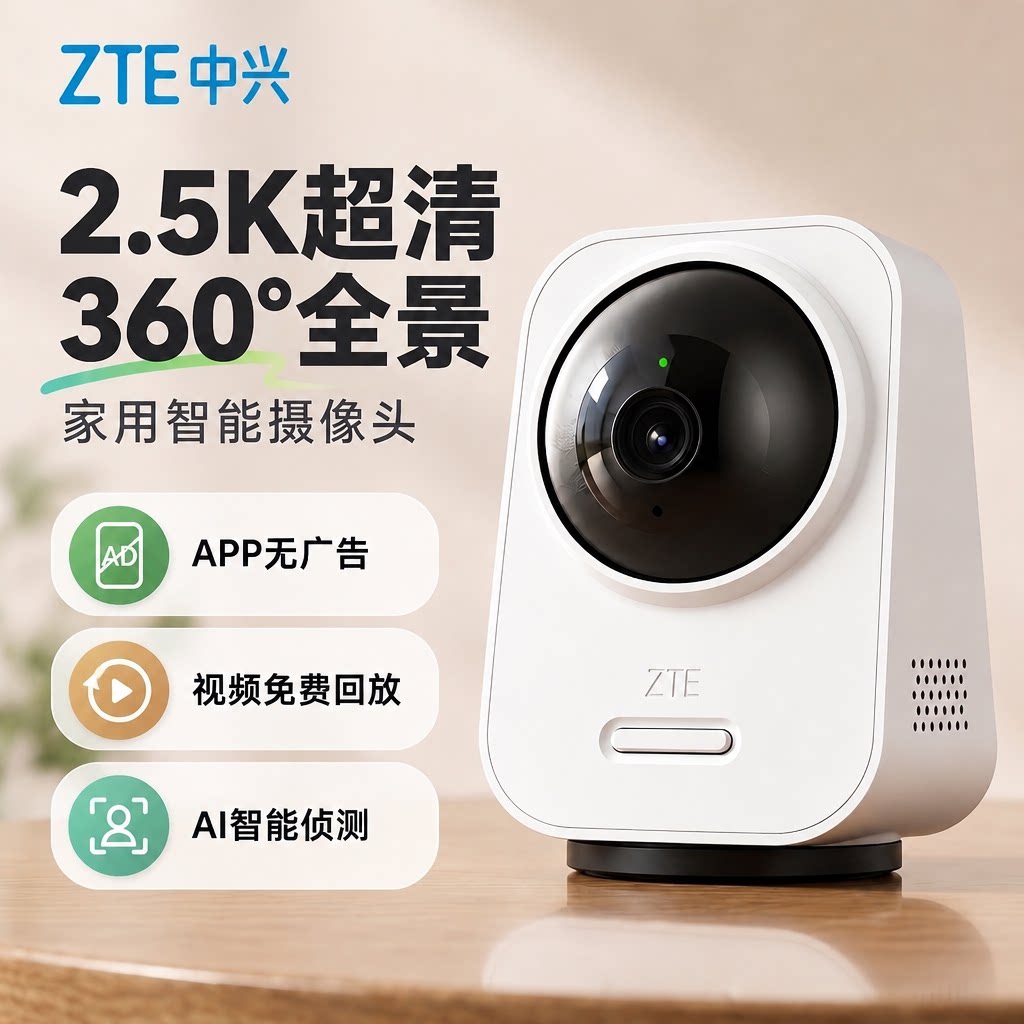 中兴小兴看看SC41家用摄像头监控摄像机超清360°全景云台26