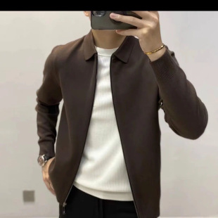 纯色简约潮流百搭夹克外套春秋上衣 拉链针织开衫 2026秋冬新款 男士