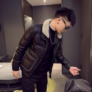 短款 羽绒棉服冬季 保暖皮衣服男士 2025新款 外套潮牌痞帅气棉衣 男装