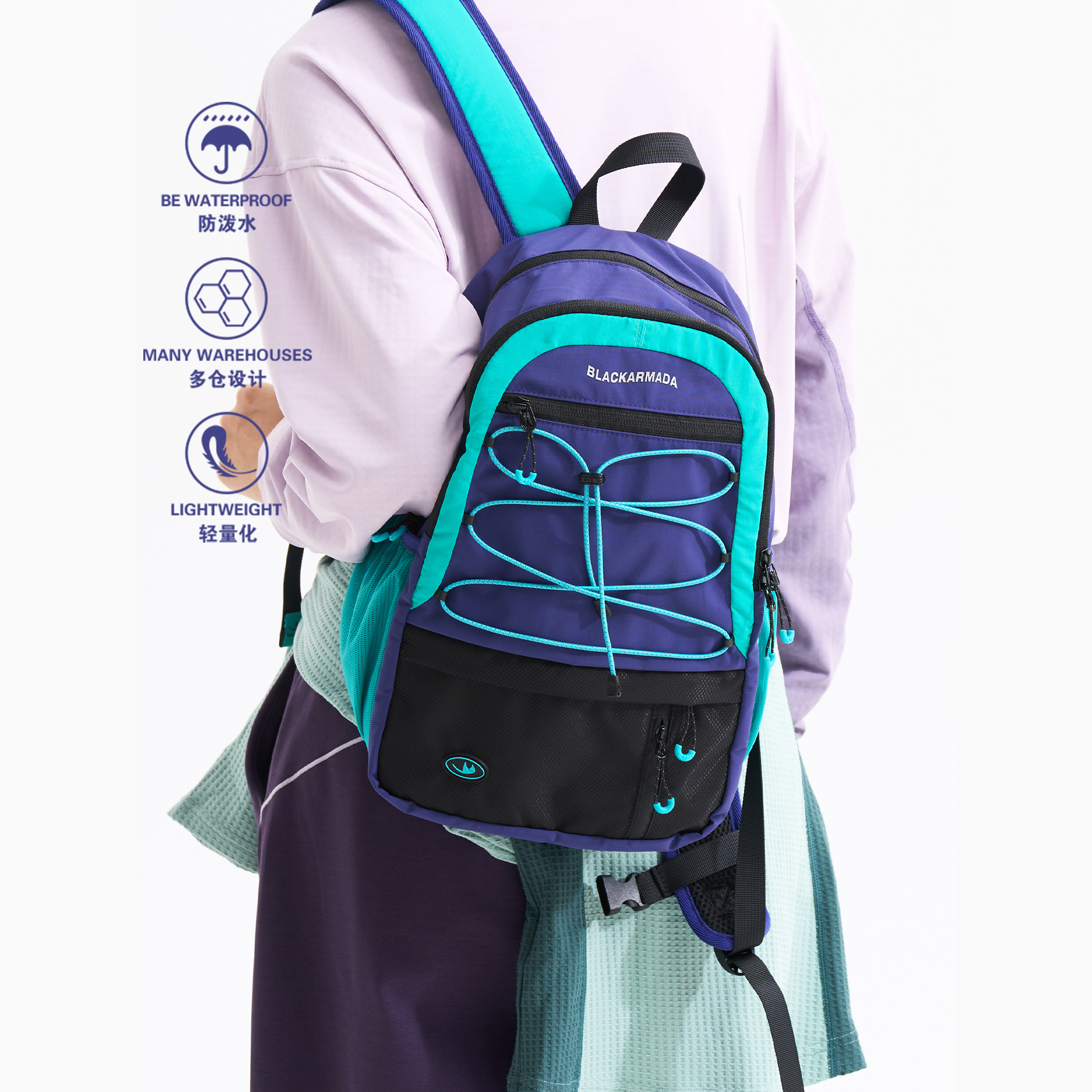 日系户外防泼水设计感登山包旅行小型双肩包女士轻便爬山徒步背包