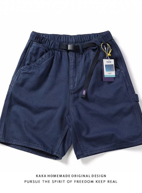 25SS日系潮牌紫标4402刺绣斜纹棉宽松工装短裤休闲中裤子五分裤