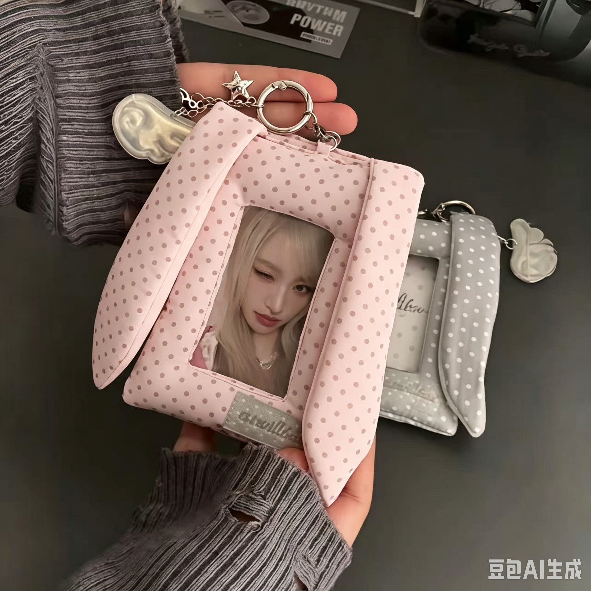 粉色兔耳韩系小卡拍立得证件套图片