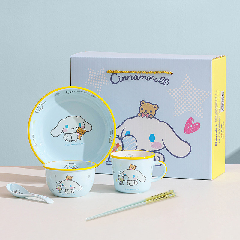 三丽鸥玉桂狗可爱餐具套装女生家用陶瓷碗盘组合礼盒装卡通儿童碗