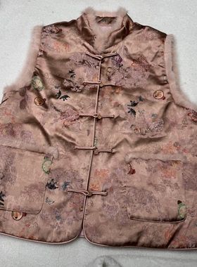 263103新中式国风提春季新款水貂毛夹棉马甲