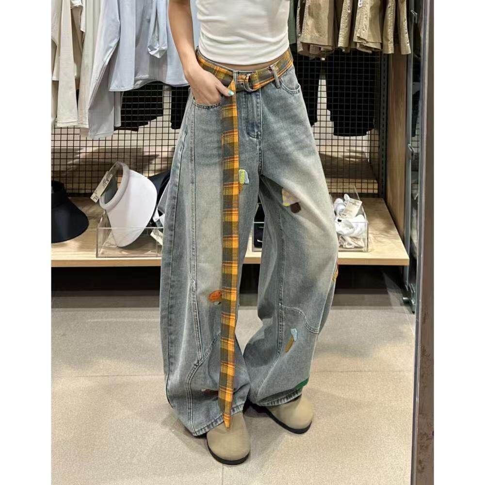 卡通毛巾刺绣牛仔裤女春秋季新款