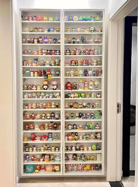 白色手办陈列展示柜盲盒展示架收纳柜娃娃玩偶透明乐高积木展示盒