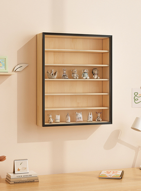 实木盲盒墙展示架收纳手办展示柜泡泡玛特展示盒壁挂墙上置物架
