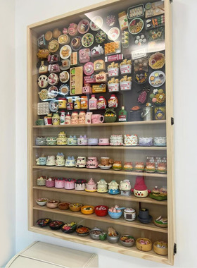 实木冰箱贴展示柜吧唧收纳板置物架壁挂式照片墙收纳柜挂墙