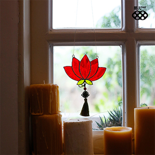 那儿马赛克手工蒂凡尼彩色玻璃焊接创意复古风铃吊坠节日礼物挂饰