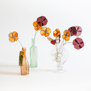 那儿nar蒂凡尼彩色玻璃艺术软装 饰植物花玻璃创意送人礼物 仿真装