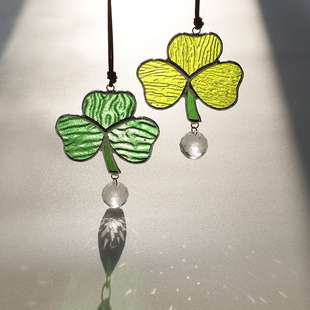 那儿nar 蒂凡尼彩色玻璃焊接幸运草礼物三叶草四叶草水晶挂饰