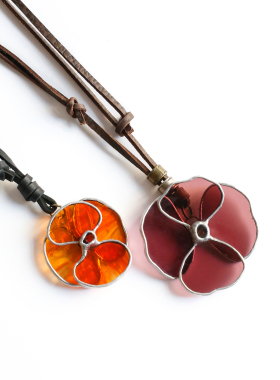 彩色玻璃焊接花朵项链