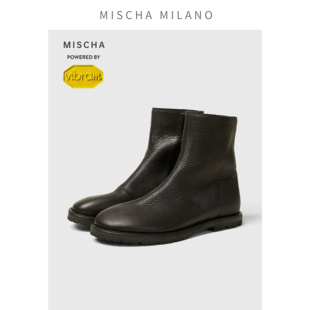 意大利mischa&vibram 鹿皮短靴 25年新款 英伦风极简马丁靴女短筒