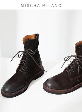 意大利mischa 马丁靴女2023年春秋新款厚底配裙子ins欧货英伦风