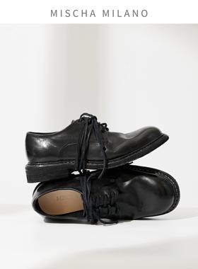 意大利mischa 德比鞋女新款 英伦设计感小皮鞋马皮复古小众单鞋