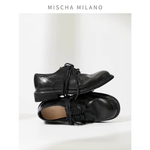 固特异工艺马皮水洗黑色小皮鞋