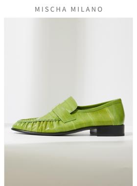 意大利mischa 鳗鱼皮乐福鞋女 2024新款春秋英伦小皮鞋百搭单鞋