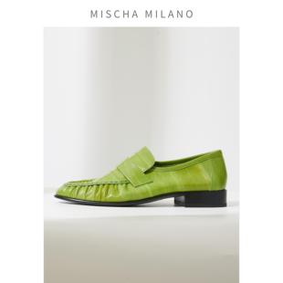 意大利mischa 鳗鱼皮乐福鞋女 2024新款春秋英伦小皮鞋百搭单鞋