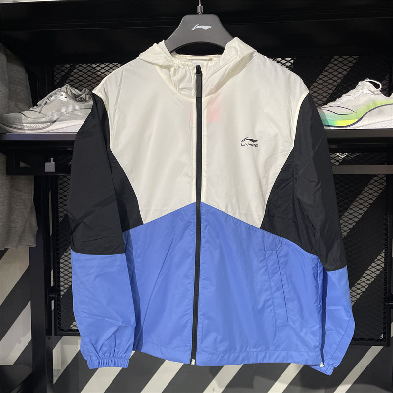 LI NING 트렌디 한 스포츠 윈드 브레이커 남성 2024 여름 새로운 안티 UV 후드 태양 보호 윈드 브레이커 AFDU363