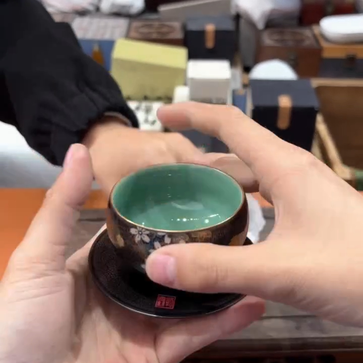 【直播专属】天目釉主人杯和小鱼底托2475