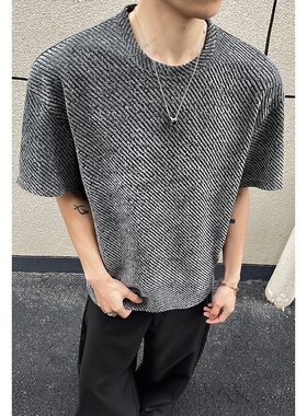 2026夏季新款 港风外景黑墙大码圆领短袖T恤M-5X HT26036-特P15