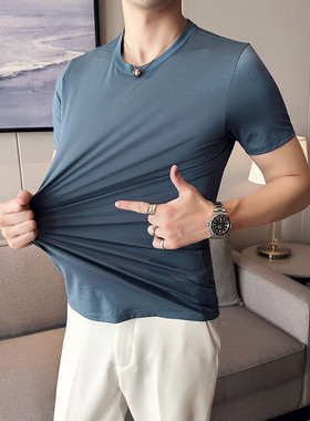 80支丝光短袖t恤男夏季新疆长绒棉圆领体恤百搭白色A311-DT08-P58