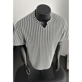 HT26171 HT25864改短 特P14 T恤M 港风假模大码 简约V领短袖