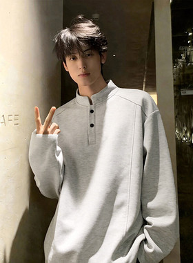 下单50w件港风休闲复合华棉270g亨利领大码男T恤T24555特P19