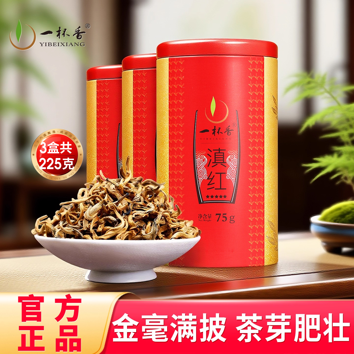 一杯香云南凤庆滇红茶茶叶225g