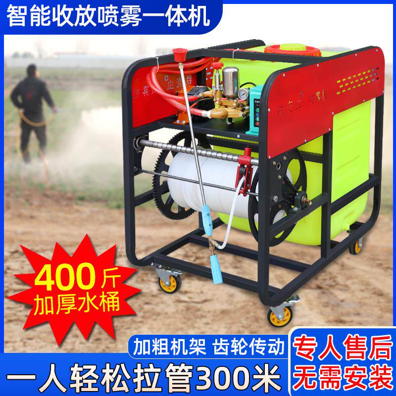 新款带水桶双电机48V60V电动打药机自动收管农用高压喷药机喷包邮