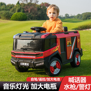 新款儿童电动消防车1-3-6岁男女宝宝可坐人可充电四轮摇摆电动车