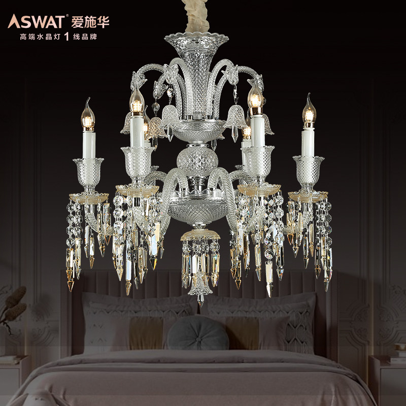 爱施华法式经典水晶灯轻法式客餐厅卧室吊灯