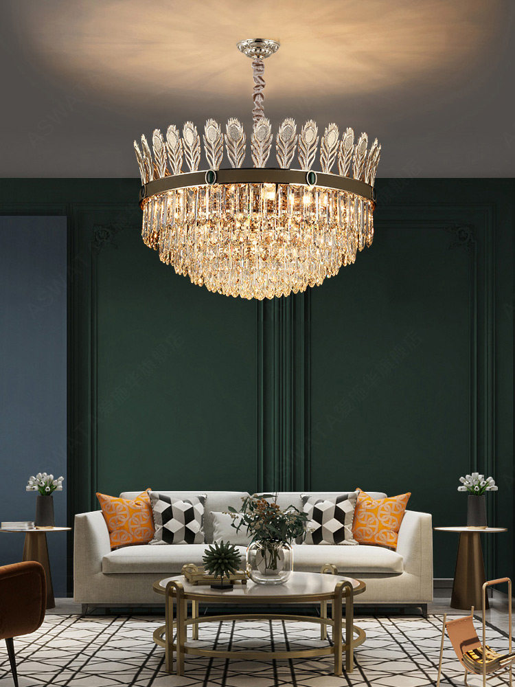 爱施华现代轻奢灯具水晶灯客厅吊灯新款高档别墅复式楼餐厅卧室灯