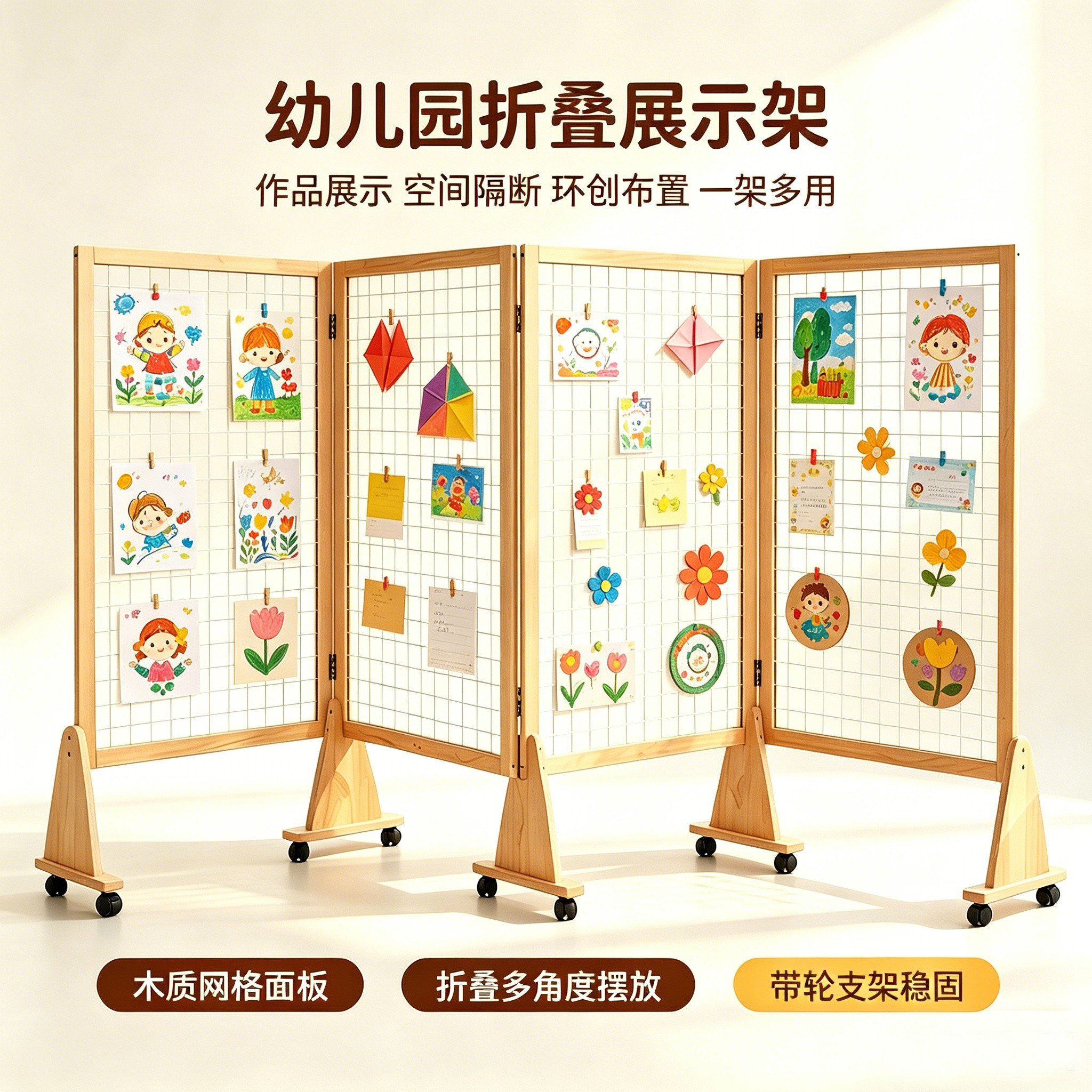 幼儿园手工作品字画摄影置物架图片