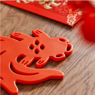 IKEA宜家  弗斯达锅垫红色金鱼喜庆春节新年新款硅胶防烫桌垫